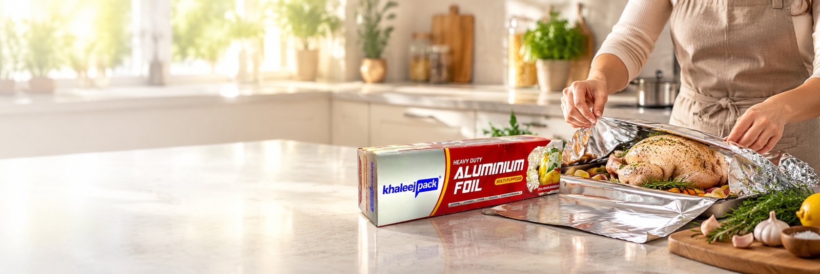 Aluminium Foil Rolls – Khaleej Pack UAE Khaleej Pack aluminium foil rolls for food packaging in the UAE