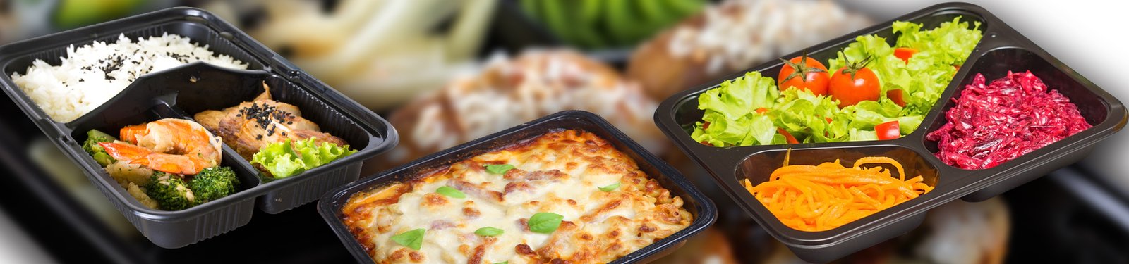 Black base food containers from Khaleej Pack